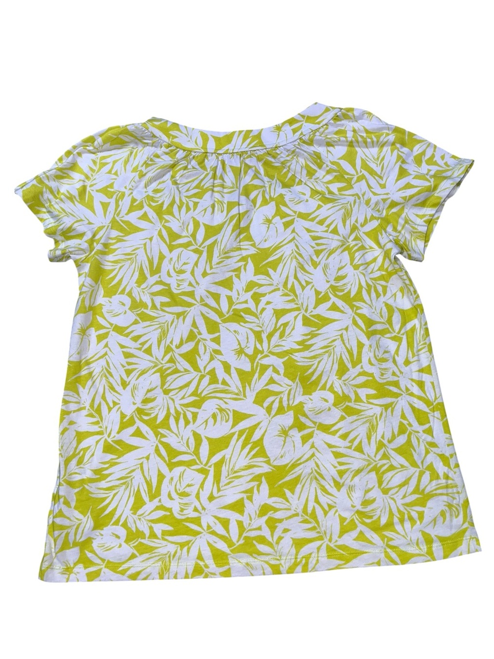 Jones New York Womens Blouse Yellow Green White Short Sleeve Round Neck Size L - Picture 3 of 4
